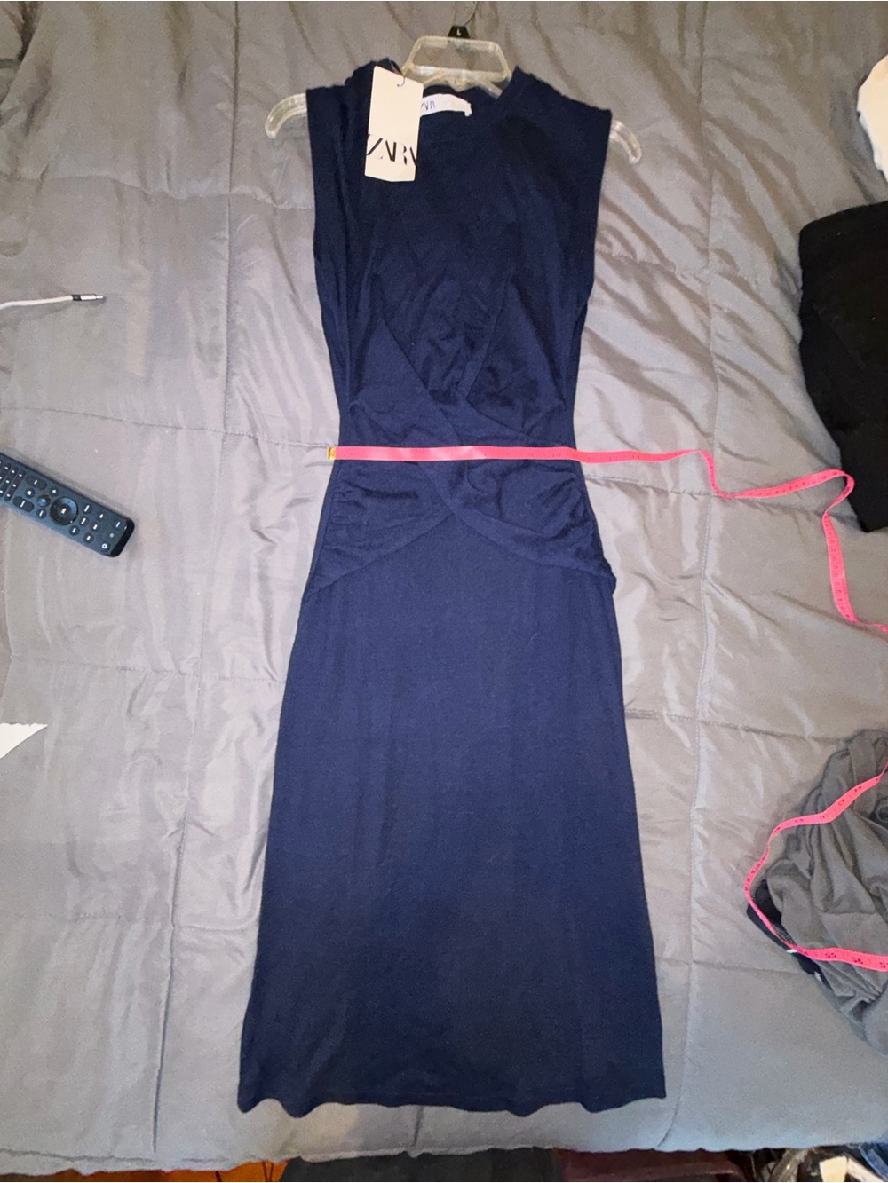 NWT Zara Navy Blue Twist Front Sleeveless Midi Dress Size Small - Picture 4 of 6